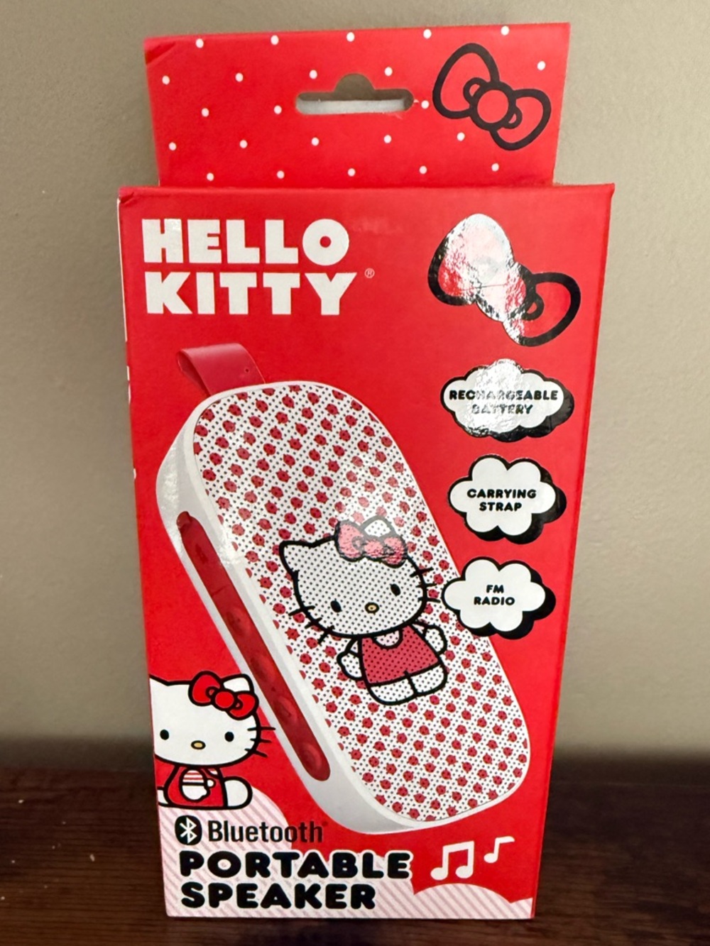 Hello Kitty Portable Bluetooth Speaker in Red and White